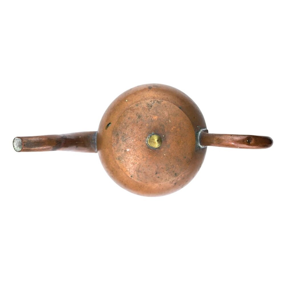 Antique Copper Teapot With Brass Knob Lid China Chinese Patina Kettle Primitive - Picture 9 of 13